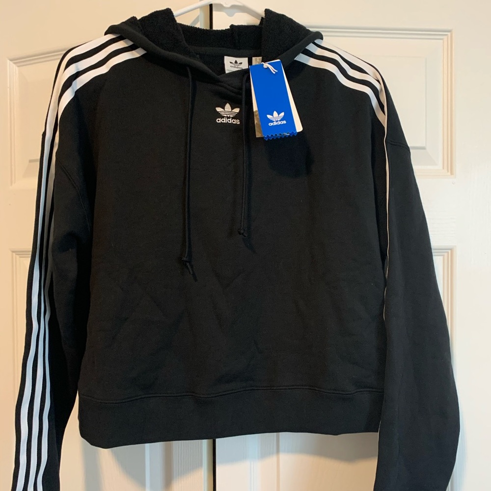 Adidas Three Stripe Hoodie, cropped brand …